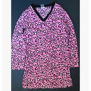 Joe Boxer Pink Leopard Cheetah Print Fleece Nightgown Size Small Fall Winter